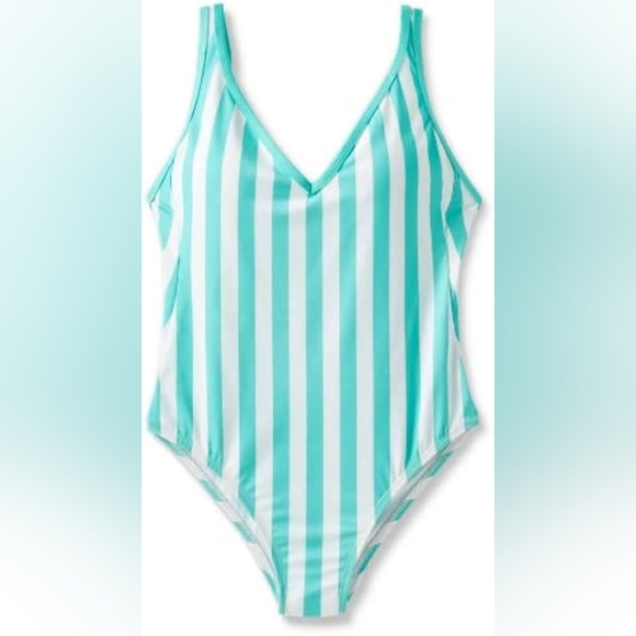 Kona Sol Other - NWT Kona Sol Mint Stripe One Piece Swimsuit Size 20W Plus V Neck Strappy Back